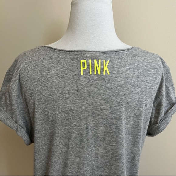 PINK Victoria’s Secret~T-Shirt~Size M~Graphic #WHATEVS~Grey/Yellow - Picture 5 of 9